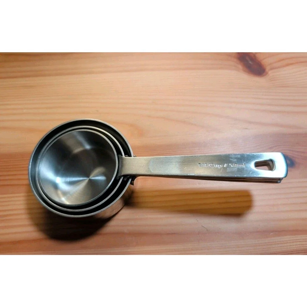 Williams-Sonoma 18/10 Stainless Steel Measuring Cups Set 3pcs: 1/4, 1/2, 1/3 Cup
